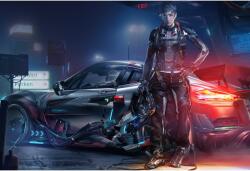 Tablou Canvas Kris X Porsche X Cyberpunk, 80x50cm, tablou618 (tablou618/50x80cm)