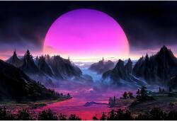 Tablou Canvas Futuristic Mountain View At Night On Cyber Background, 80x50cm, tabloucanvas1088 (tabloucanvas1088/50x80cm)