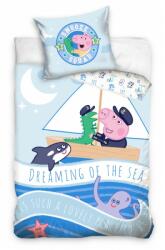 Peppa pig Set lenjerie de pat pentru copii, Peppa Pig Dreaming, Husa pilota 100x135 cm, Husa perna 40x60 cm, Bumbac 100% (8592850411997)