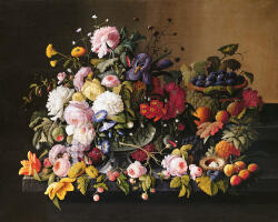 Figured Art Set pictura pe numere, cu sasiu, Flori si fructe - Severin Roesen, 40x50 cm (FA10118-Y)