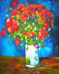 Figured Art Set pictura pe numere, cu sasiu, Vaza cu maci - van Gogh , 40x50 cm (FA10120-Y)