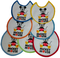 Mickey egér baba előke 7 darab/csomag - pamut előke - 16x16 - világoskék-középkék-sötétkék-sárga-narancssárga-piros-zöld