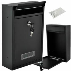  BigBuy Biztonsági záras fém postaláda 2 kulccsal - fekete, 32 x 21, 7 x 8, 5 cm (BB-6237)