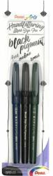 Pentel Маркер четки Pentel Brush Sign Pen Black Pigment, черни, 3бр. с различна дебелина на върха (OK40495)