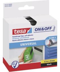 TESA On & Off Tesa öntapadós tépőzár, tépőzáras ragasztószalag 2500 mm x 20 mm fekete TESA On & Off 55225-00-01 (55225-00-01) (55225-00-01)
