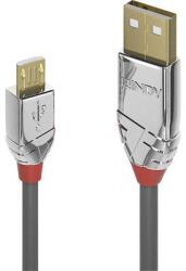 Lindy USB 2.0 Csatlakozókábel [1x USB 2.0 dugó, A típus - 1x USB 2.0 dugó, mikro B típus] 2.00 m Szürke (36652) (36652)