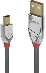 Lindy USB 2.0 Csatlakozókábel [1x USB 2.0 dugó, A típus - 1x USB 2.0 dugó, mini B típus] 1.00 m Szürke (36631) (36631)