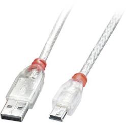 Lindy USB 2.0 Csatlakozókábel [1x USB 2.0 dugó, A típus - 1x USB 2.0 dugó, mini B típus] 20.00 cm Átlátszó (41780) (41780)