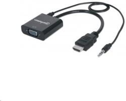Manhattan 151559 video átalakító kábel 0, 3 M HDMI + 3.5mm VGA (D-Sub) Fekete (manhattan-151559) (manhattan-151559)