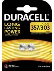 Duracell 357/303 gombelem, ezüstoxid, 1, 55V, 190 mAh, 2 db, Duracell SR44W, SR44, SR1154, V357, D357, 228, J, 280-62, SB-B9, RW42 (DUR013858) (DUR013858)