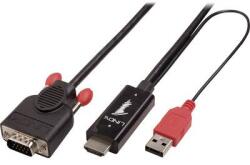 Lindy HDMI / VGA Csatlakozókábel [1x HDMI dugó - 1x VGA dugó] 2.00 m Fekete (41456) (41456)