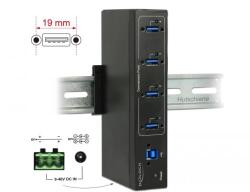 Delock Külso ipari HUB 4 x USB 3.0 A-típusú 15 kV ESD védelemmel (63309) (d63309) (d63309)