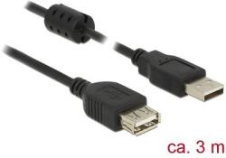Delock USB 2.0 Hosszabbítókábel [1x USB 2.0 dugó, A típus - 1x USB 2.0 alj, A típus] 3.00 m Fekete Ferritmaggal (84886) (84886)