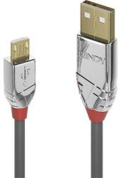 Lindy USB 2.0 Csatlakozókábel [1x USB 2.0 dugó, A típus - 1x USB 2.0 dugó, mikro B típus] 3.00 m Szürke (36653) (36653)
