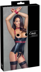 Cottelli Collection Bondage - Fényes, mellemelős felső nyakörvvel (fekete) (26328701031) - sexshopcenter
