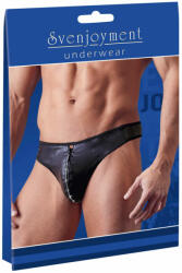 Svenjoyment - fényes férfi tanga strasszos cipzárral (fekete) - shop