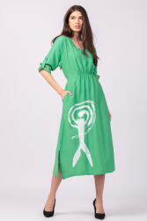 Rosa 99 Rochie din vascoza verde, cu elastic sub bust si imprimeu Talie unica