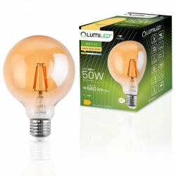 Lumileds Dekoratív gömb alakú LED izzó E27 G95 6W = 50W 660lm 2000K 360°-os izzószál LUMILED (LEDZARMI815)