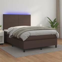 vidaXL barna műbőr rugós ágy matraccal és LED-del 140x190 cm (3135822) - pepita