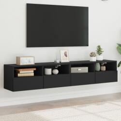 vidaXL 2 db fekete szerelt fa fali TV-szekrény 80 x 30 x 30 cm (836871)