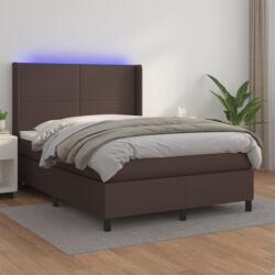 vidaXL barna műbőr rugós ágy matraccal és LED-del 140x190 cm (3139262) - vidaxl