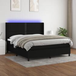 vidaXL fekete szövet rugós és LED-es ágy matraccal 160x200 cm (3138247) - vidaxl
