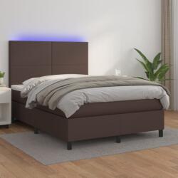 vidaXL barna műbőr rugós ágy matraccal és LED-del 140x190 cm (3135822) - vidaxl