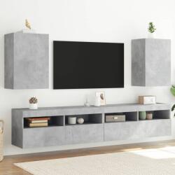 vidaXL 2 db betonszürke szerelt fa fali TV-szekrény 40, 5 x 30 x 60 cm (836917)