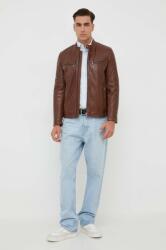 Pepe Jeans bőrdzseki férfi, barna, átmeneti - barna L - answear - 96 990 Ft