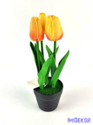  Cserepes gumi tulipán 3 fejes élethű 22 cm - Barackos