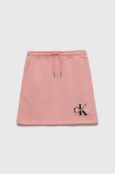 Calvin Klein gyerek pamut szoknya rózsaszín, mini, egyenes - rózsaszín 176
