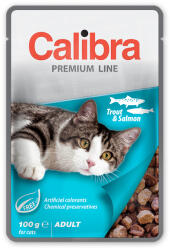 Calibra 100g Calibra Cat Pouch Premium Adult Trout and Salmon, hrana umeda pentru pisici