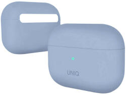 Bluetooth fülhallgató töltőtok tartó, szilikon, vezeték nélküli töltés támogatás, Apple AirPods Pro kompatibilis, Uniq Lino, kék