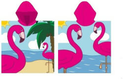 Flamingó gyerek poncsó - pink kapucnival - 55x110