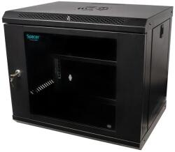 Spacer Cabinet 19″ SPACER 9U 500x450mm, fixare pe perete, Flatpack (dezasamblat), negru, panouri detasabile, otel 1mm, sarcina maxima 25Kg (SPCW-9U-450-BK-02)