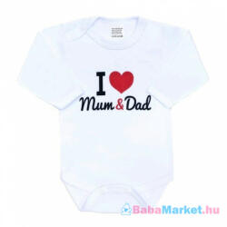 NEW BABY Body nyomott mintával New Baby I Love Mum and Dad - babamarket