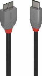 Lindy Anthra Line USB-C apa - Micro USB SuperSpeed apa 3.2 Gen 1 Adat és töltőkábel - Fekete (0.5m) (36620)