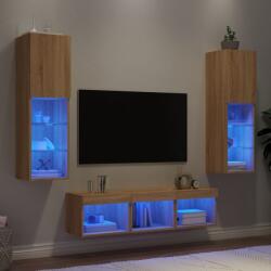 vidaXL 5 darab füstös tölgy színű szerelt fa TV-bútor LED-del (3216606)