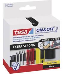 TESA On & Off Tesa öntapadós tépőzár, tépőzáras ragasztószalag, extra erős 1000 mm x 50 mm fekete TESA On & Off 55229-00-01 (55229-00-01) (55229-00-01)