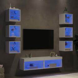 vidaXL 8 darab fehér szerelt fa fali TV-bútor LED-del (3216633)