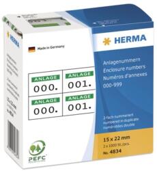 HERMA Anlagennr. selbstkl. 2-fach 15x22 mm Aufdruck grün (4834) (4834)