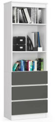 Akord Furniture Polcos szekrény / könyvespolc fiókokkal - Akord Furniture R603SZ - fehér / szürke