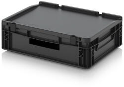 AUER Packaging ESD Euro Tárolóláda Zsanéros Fedéllel ESD ED 43/12 HG HO (ESD_ED_43_12_HG_HO)