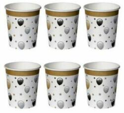  Elegáns Léggömbös Parti Papír Pohár - 250 ml, 6 db-os