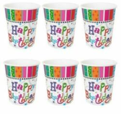  Happy Birthday! Feliratú Radiant Szülinapi Parti Pohár - 250 ml, 6 db-os