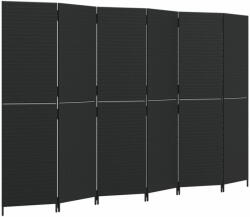 vidaXL fekete 6-paneles polyrattan térelválasztó 365352