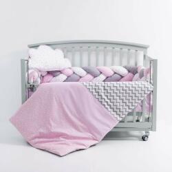 MyKids Lenjerie MyKids 6 piese Gray-Pink fara baldachin 120x60 cm (00081661)