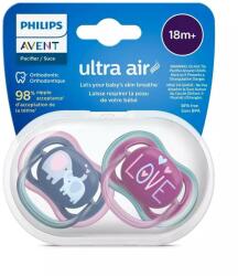 Philips Set Philips-Avent 2 Suzete Ultra Air 18+luni Ortodontice Fara BPA Love/Eefant Multicolor (SCF349/22)
