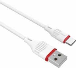 BOROFONE BX17 USB Type-C apa - USB Type-A apa Adat és töltő kábel - Fehér (1m) (BX17 USB-C)