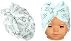 NewWorld Căciulița pentru bebeluși tip turban NewWorld - Alb cu iepurași (207957-7)